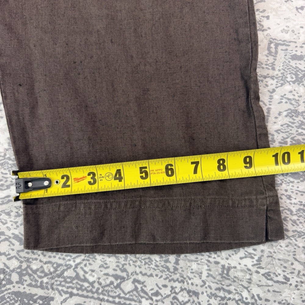 Vintage Chicos Design Linen Brown Wide Leg Crop Pants Elastic Waist Size 12 (2) - Picture 3 of 11